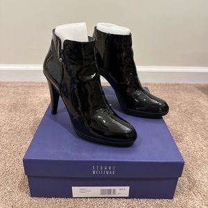 Stuart Weitzman Black Patent Leather Booties - Size 7 Women
